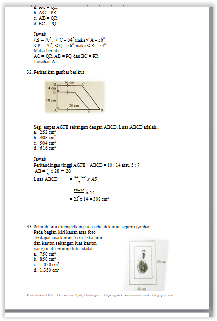 Soal Dan Pembahasan Un Matematika Smp 2017 Pembahasan Un Matematika 2017