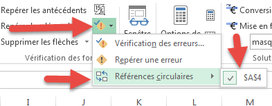 Menu Références circulaires - Excel Menu Références circulaires - Excel