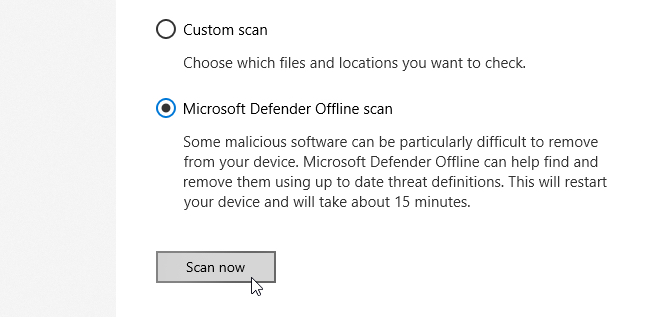 Microsoft Defender Offline Scan