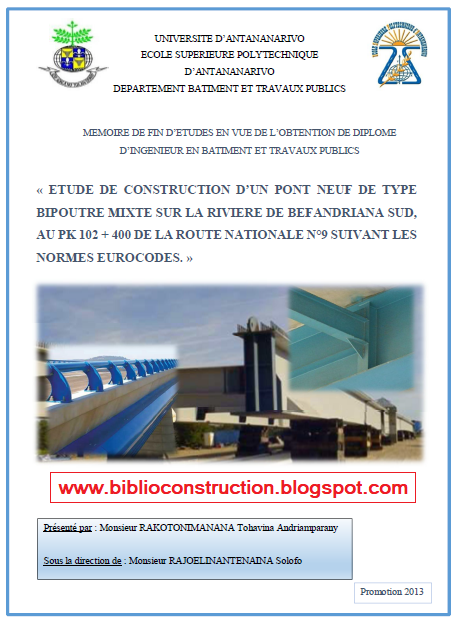 MÉMOIRE DE FIN D’ÉTUDES " ÉTUDE DE CONSTRUCTION D’UN PONT NEUF DE TYPE