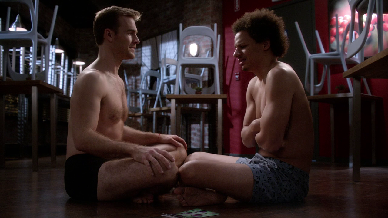 James Van Der Beek and Eric André shirtless in Don't Trust the B---- i...