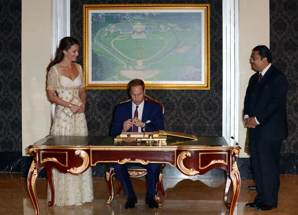 Prince William and Catherine, Duchess of Cambridge attend an official dinner given by His Majesty The Agong