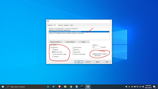 How to add safe mode on boot menu windows 10