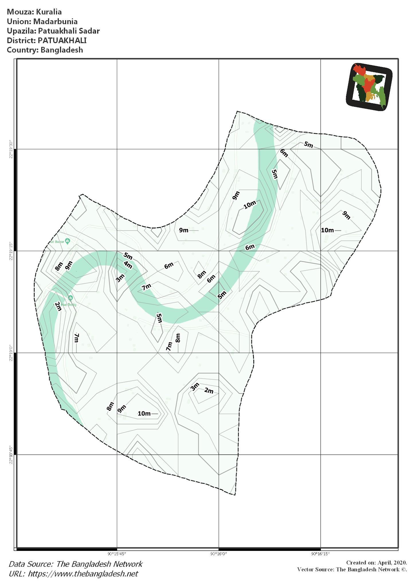 Map of Kuralia Mouza of Patuakhali Sadar Upazila, PATUAKHALI Map of Kuralia Mouza of Patuakhali Sadar Upazila, PATUAKHALI, Bangladesh.