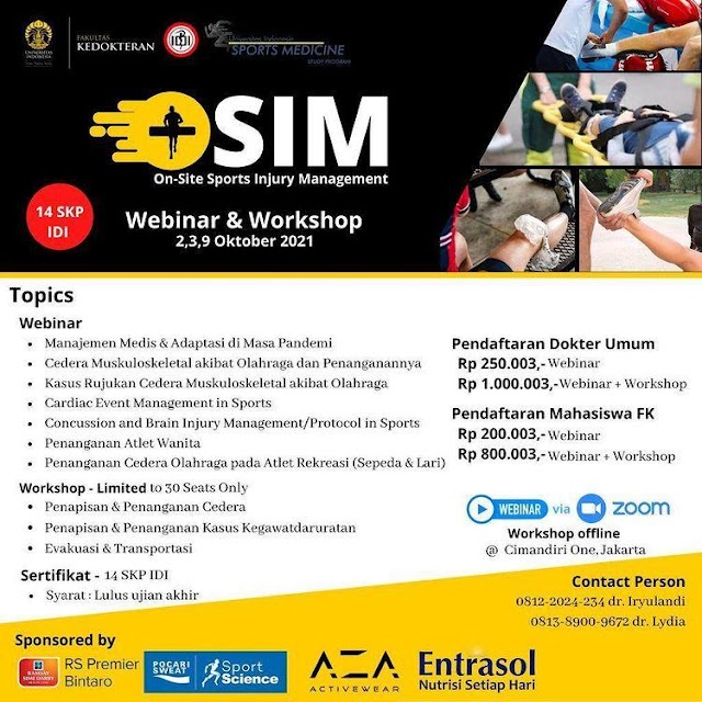 *Total 14 SKP IDI* Workshop Offline dan Webinar *"On-Site Sports Injury Management"*