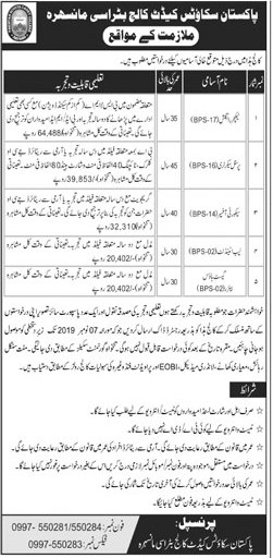 Pakistan Scouts Cadet College Batrasi Mansehra Jobs