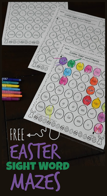 Help kids practice easter sight words with these super cute Easter Worksheets. This Easter Sight Word Activities is a great reading and literacy activity for pre k, kindergarten, and first grade students. Children will find, read, and color the primer sight words to navigate the maze. Simply download pdf file with easter worksheets for kindergarten and you are ready to play and learn with an engaging easter activity for kids.
