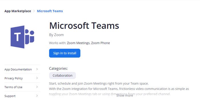 Приложение Zoom для Microsoft Teams