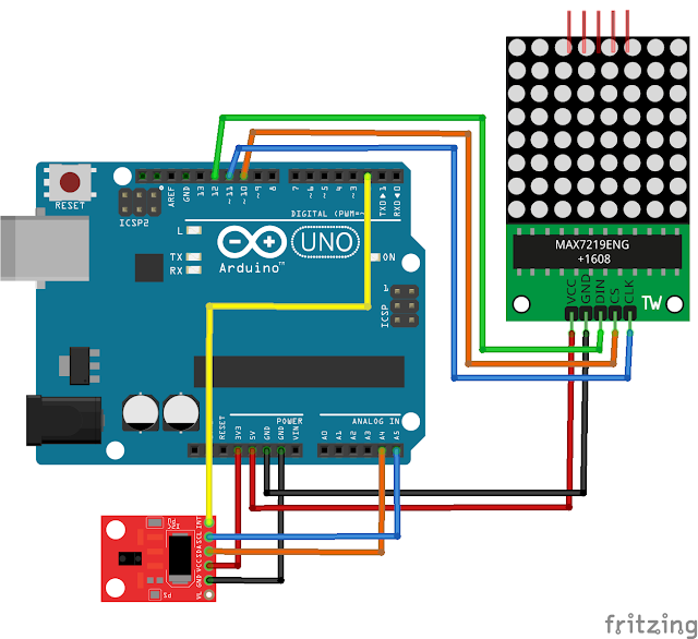 Arduino(14): APDS9960 gesture sensor controls 8x8 LED direction lights