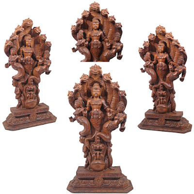 Mahavishnu-Bhoodevi-Shreedevi Wooden Statue