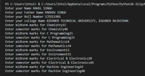 Student Marksheet program in python programming language Student Marksheet program in python programming language