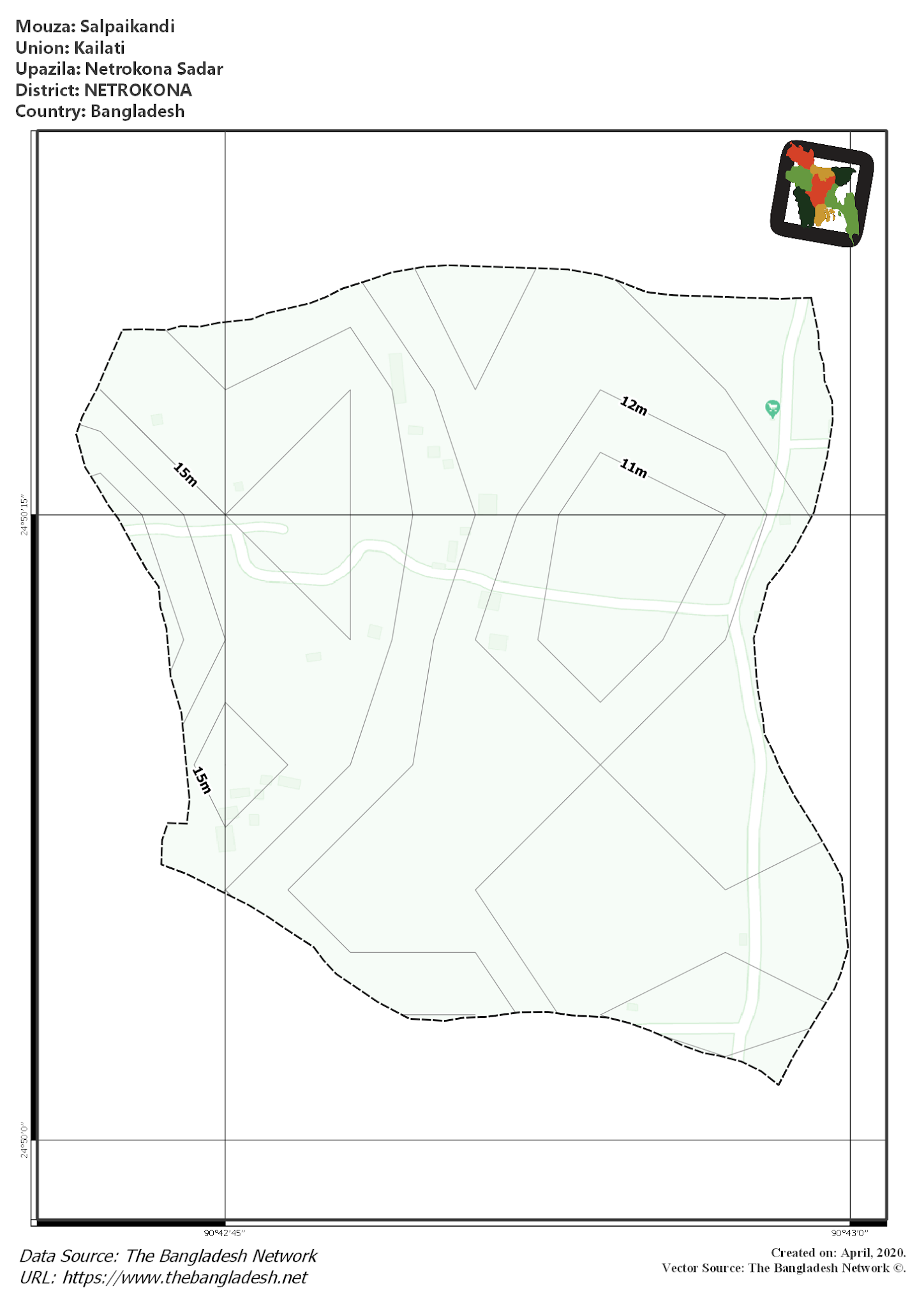 Map of Salpaikandi Mouza of Netrokona Sadar Upazila, NETROKONA, Bangladesh.