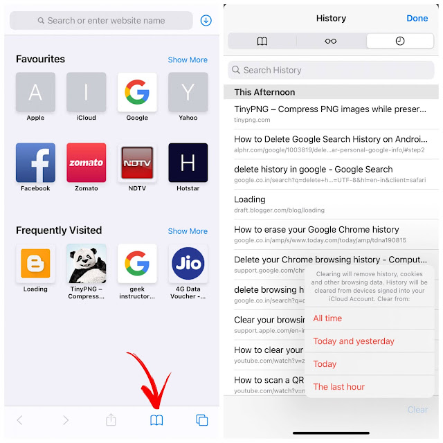 Delete browsing history in Safari on iPhone