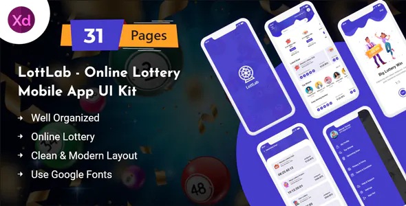 Best Online Lottery Mobile App UI Kit