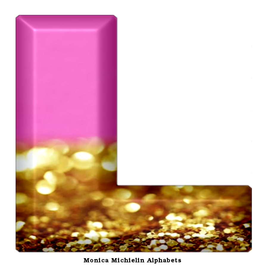 M. Michielin Alphabets: PINK GOLDEN GLITTER ALPHABET LETTERS PNG