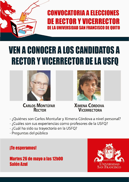 ¡Ven a conocer a los candidatos a Rector y Vicerrectora!, Martes 26 de mayo, 12h00