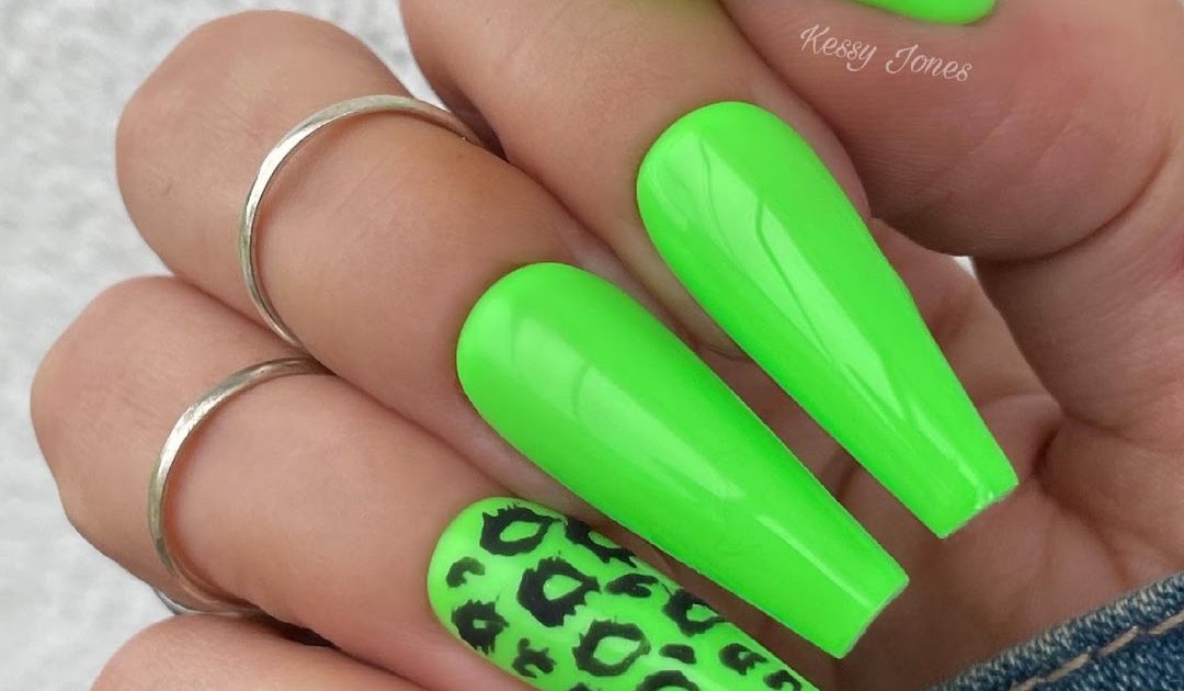 1. Neon Green and Black Geometric Nail Design - wide 5