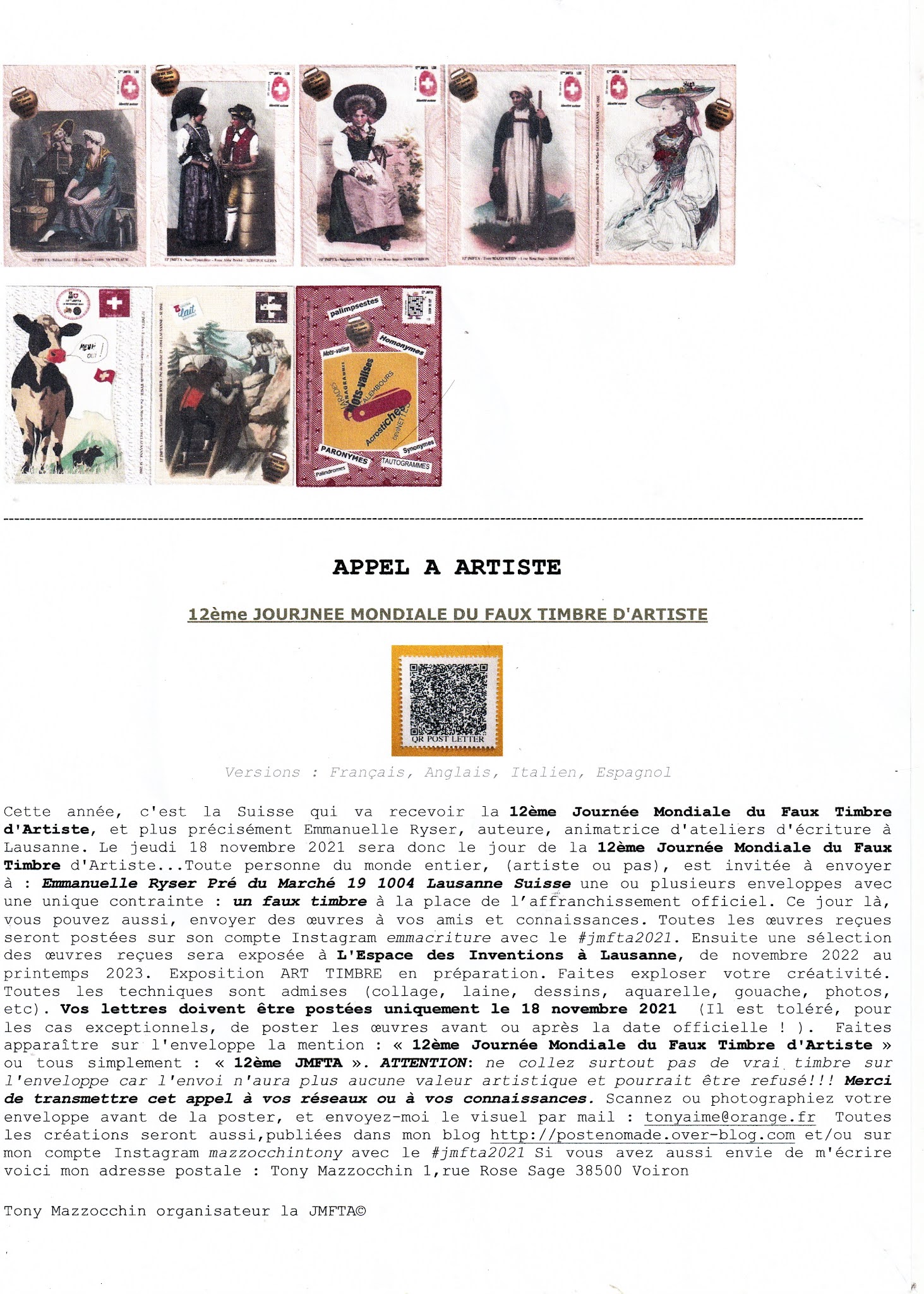 Dentellebleue s'éclate avec le mail-art: 12e JMFTA - Lettre ouverte au Dentellebleue s'éclate avec le mail-art: 12e JMFTA - Lettre ouverte au