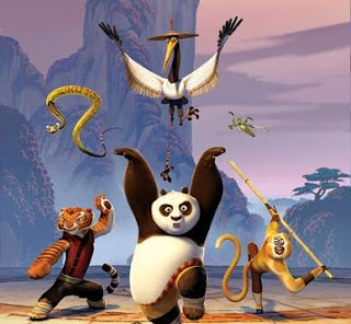 Po and friends training in Kung Fu Panda 2008 animatedfilmreviews.filminspector.com
