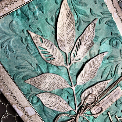 Sara Emily Barker https://sarascloset1.blogspot.com/2018/11/generous-and-true.html Tim Holtz 3D embossing Skeleton Leaves Ornate Trims Friendship Words 3