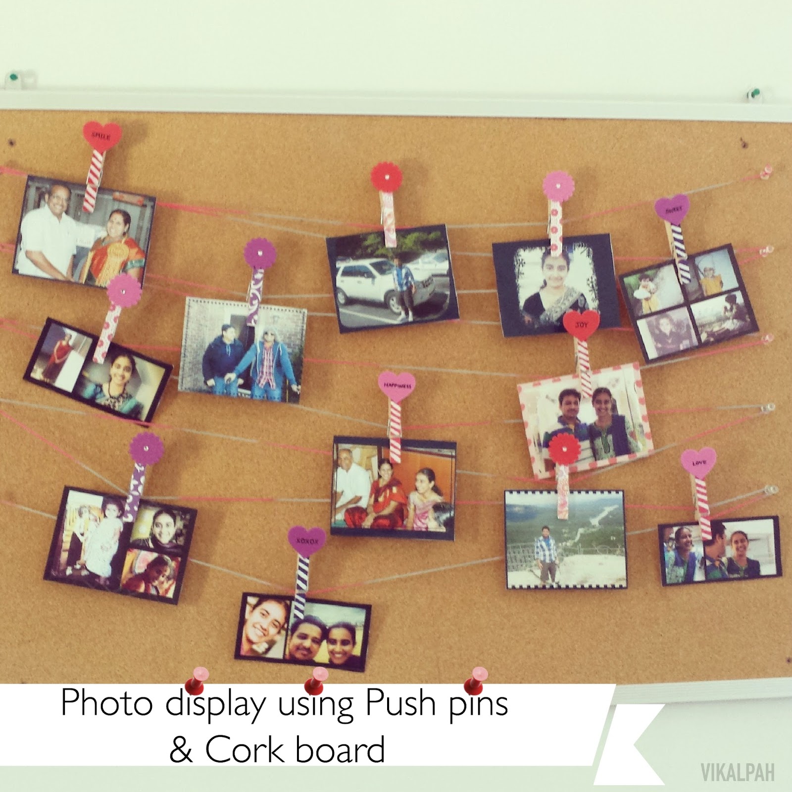 Vikalpah Photo Display using Push pins & Corkboard