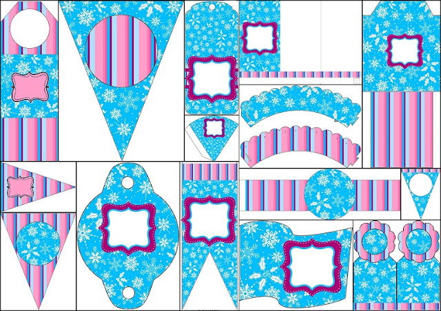 Frozen en Morado y Celeste para Navidad: Imprimibles Gratis para Fiestas.