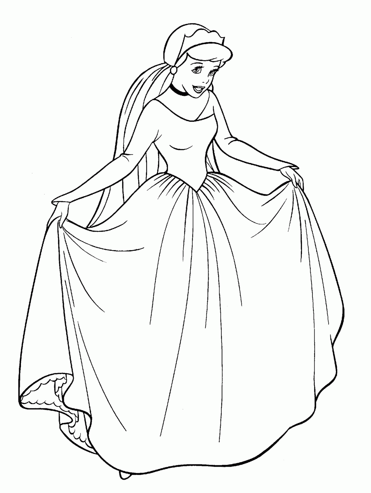 Gambar Mewarnai Cinderella Putri Cantik Walt Disney