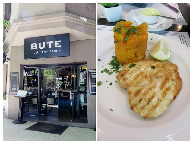 4-days in Mendoza Argentina: Lunch at Bute (restaurant facade and meal)