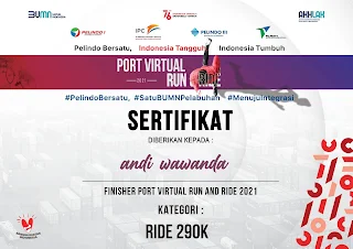 Sertifikat Finisher Port Virtual Run and Ride 2021