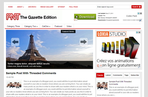 Gazette Edition Blogger Template