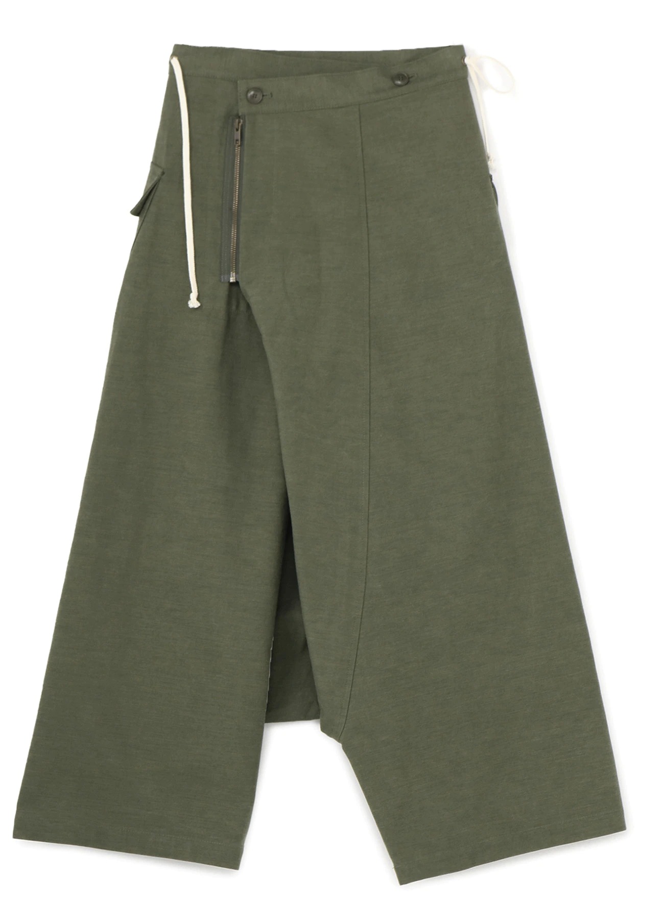 REGULATION Yohji Yamamoto A/W 2021 MILITARY BACK SATIN R-WRAP SAROUEL PANT FQ-P51-002-1-01 US＄729