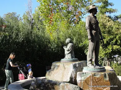 Yoda and Indiana Jones statues in Imagination Park in San Anselmo, California