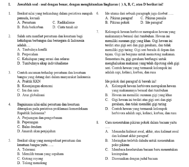 Soal Semester Tema 5 Kelas 5 SD/MI