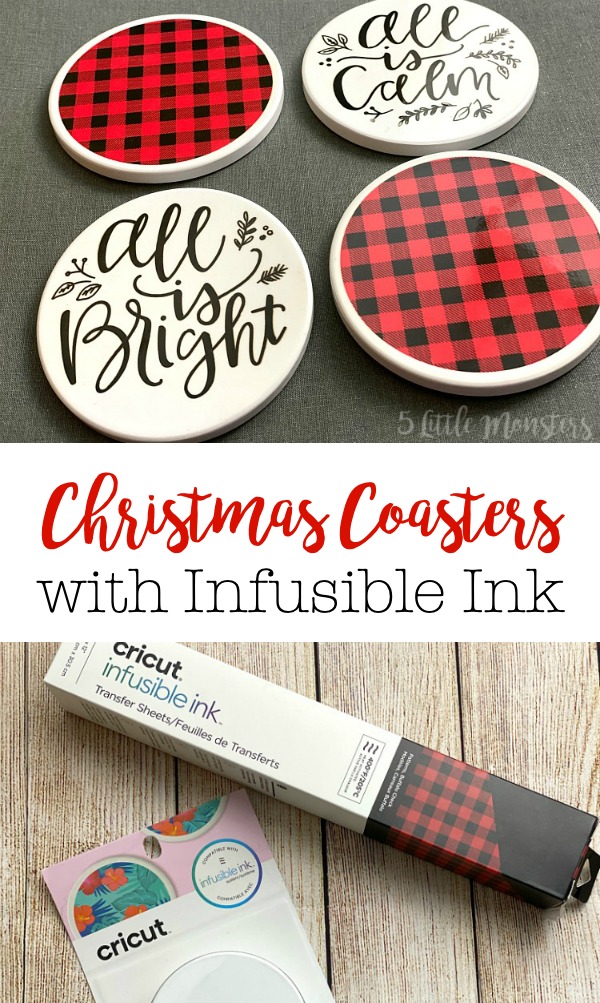 5 Little Monsters Christmas Coasters with Infusible Ink