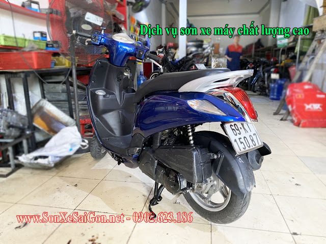 Sơn xe Yamaha Nozza màu xanh candy cực đẹp