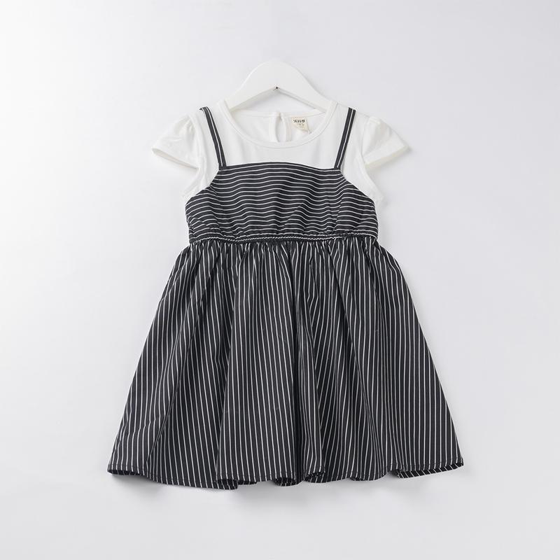 Set Bộ Áo + Váy Bé Gái Cotton Dáng Xoè Sọc Ngang – GUANGZHOU 158351