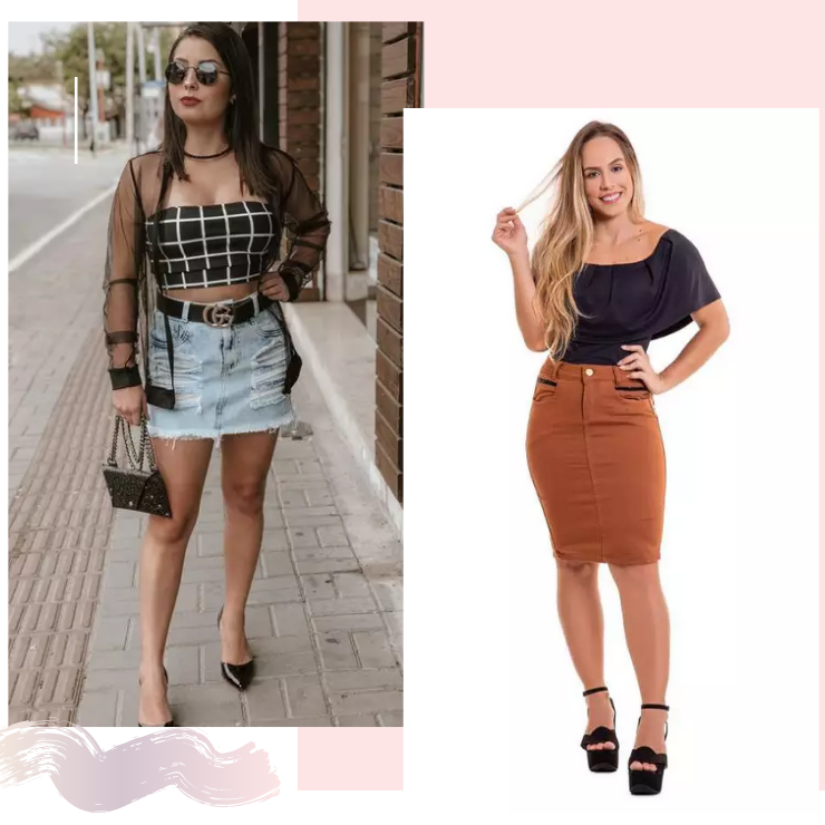 Saia Jeans Moda Looks