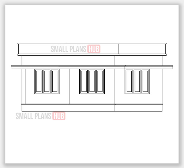 742 Sq.ft. 3 Bedroom Single Floor Plan and Elevation