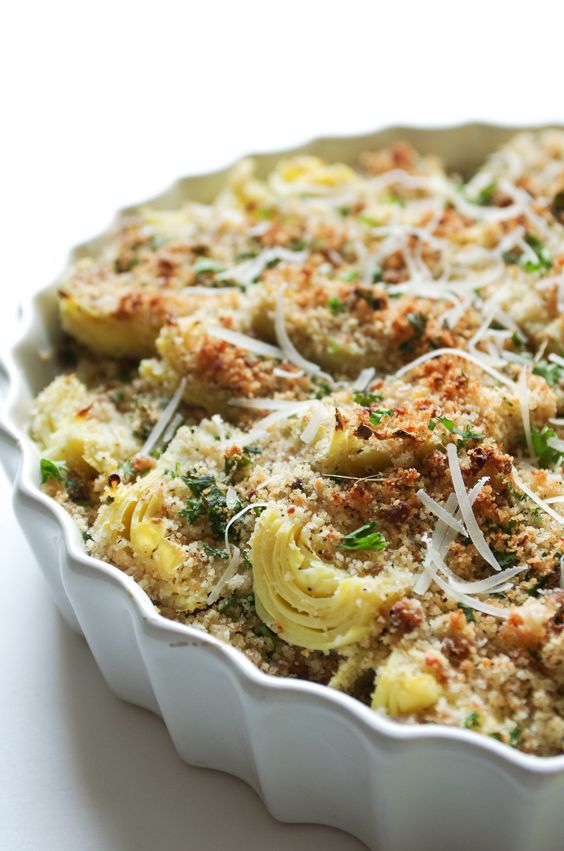 Canned Artichoke Hearts with Parmesan Bread Crumb Topping Instant Pot