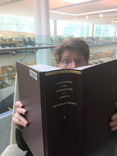 physical volume of Annotated Constiitution with bug-eyed reader