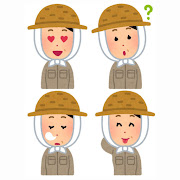 いろいろな表情の農家の女性のイラスト「目がハート・疑問・居眠り・照れ」