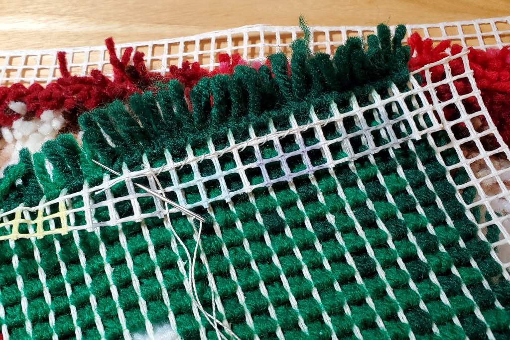 Christmas Puppy Latch Hook Rug Finished