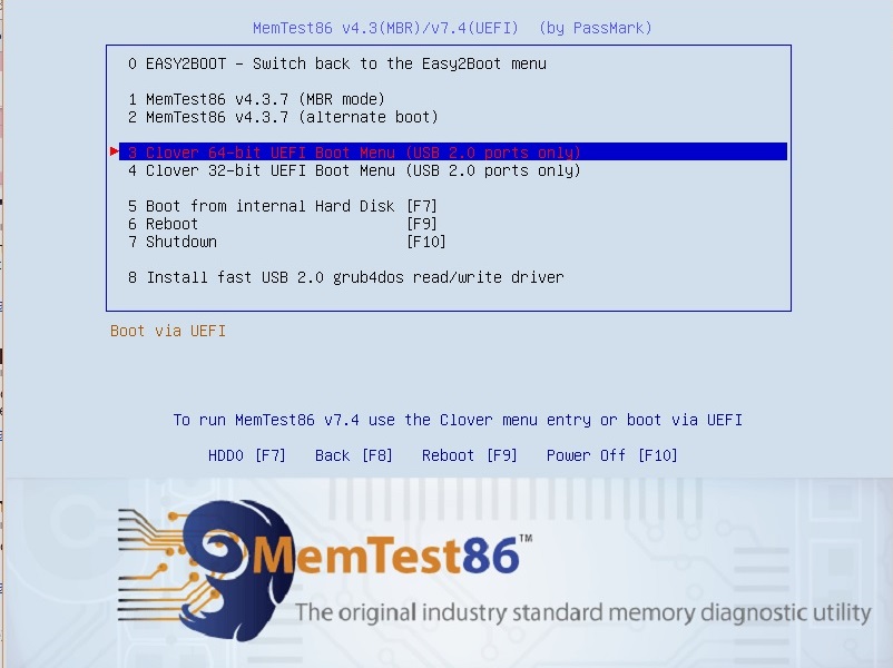 B.C. Behoefte aan gat RMPrepUSB, Easy2Boot and USB booting: Add PassMark's MemTest86 v7.4 to E2B