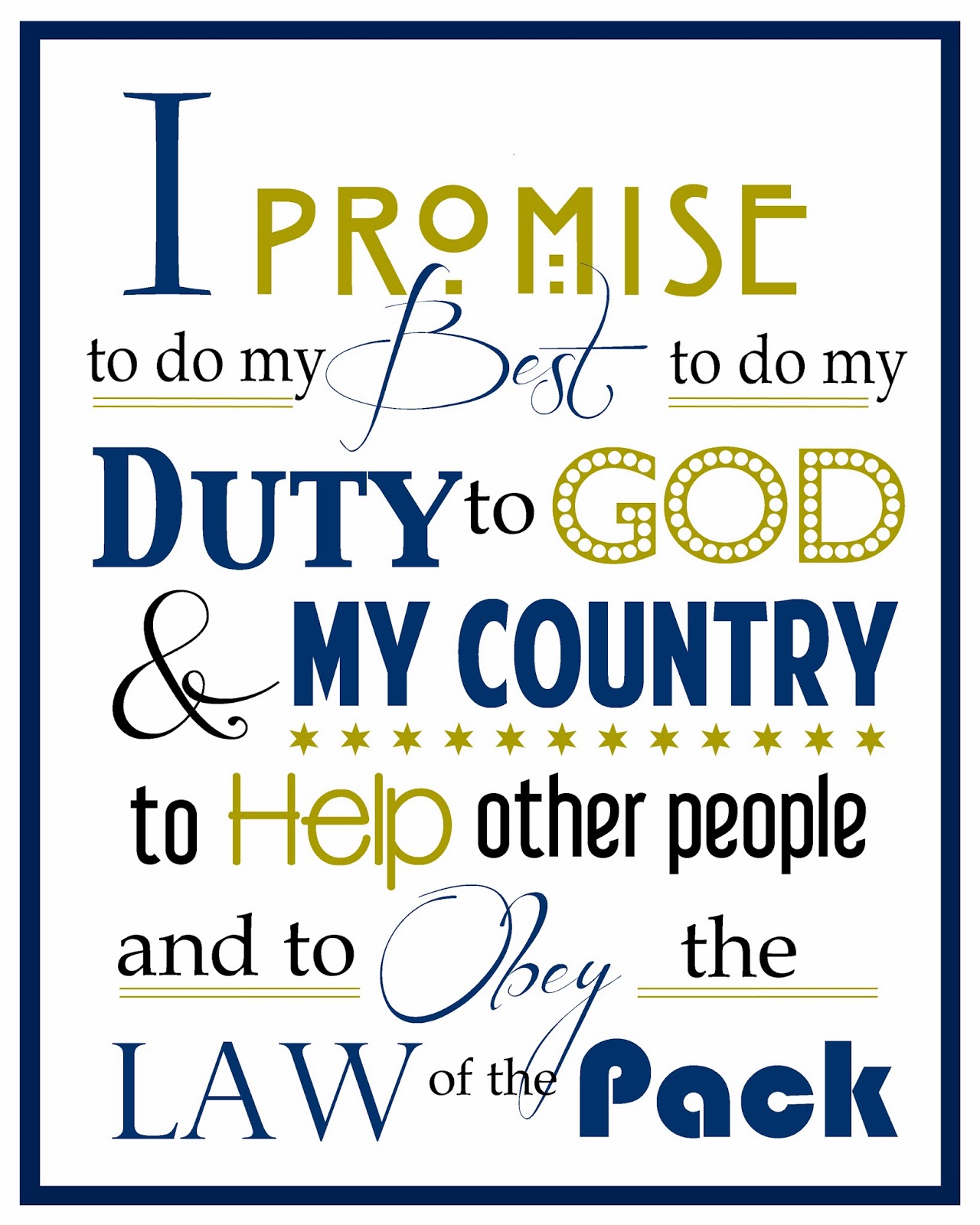 Larcie Bird Cub Scout Promise Free Printable  Larcie Bird Cub Scout Promise Free Printable