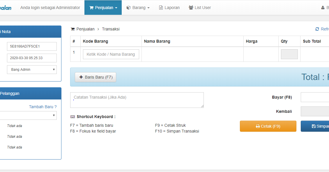 Download Source Code Aplikasi Penjualan Point of Sales dengan