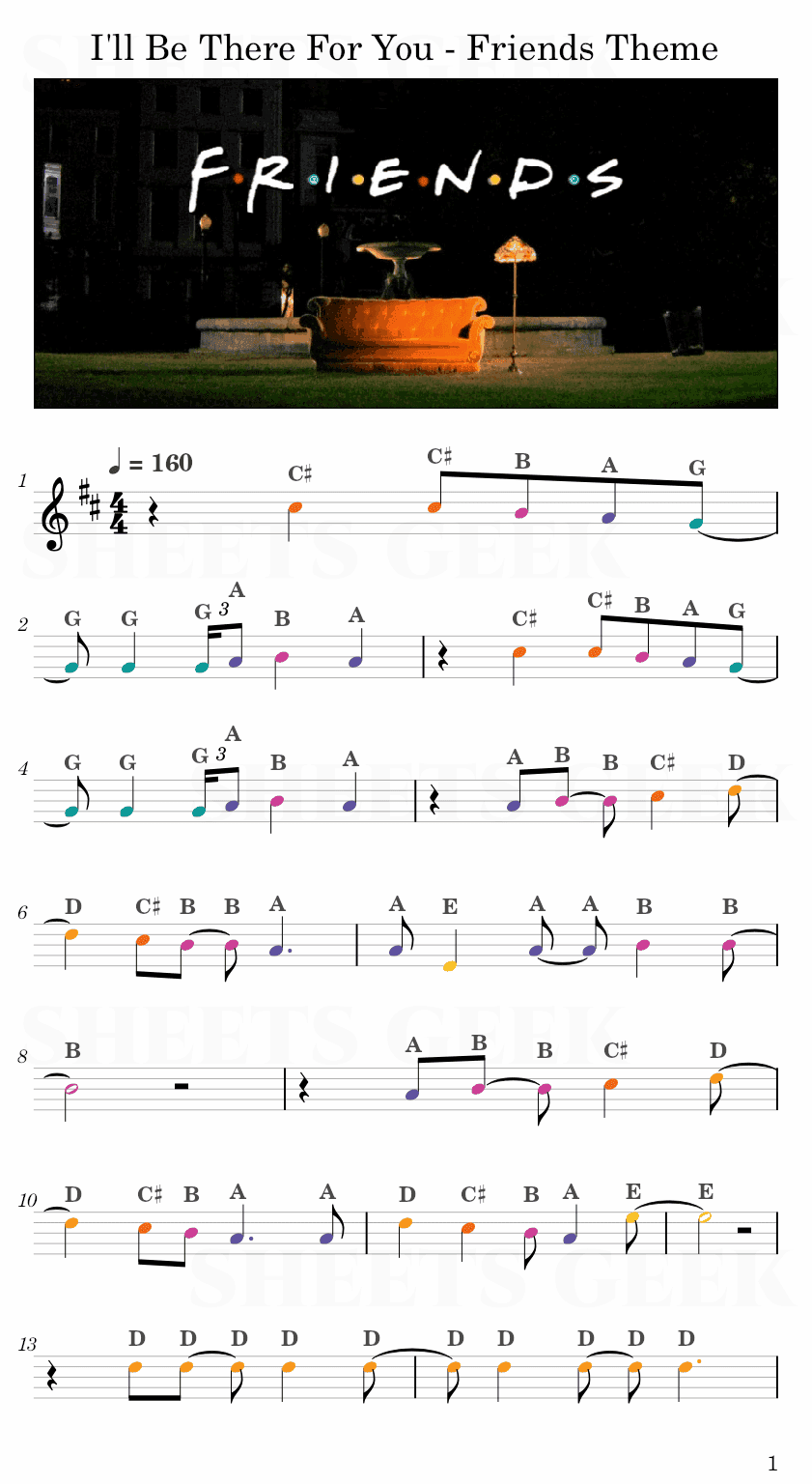 I'll Be There For You - Friends Theme | Easy Sheet Music