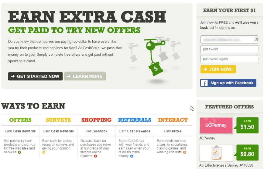 CashCrate is an online paid rewards website