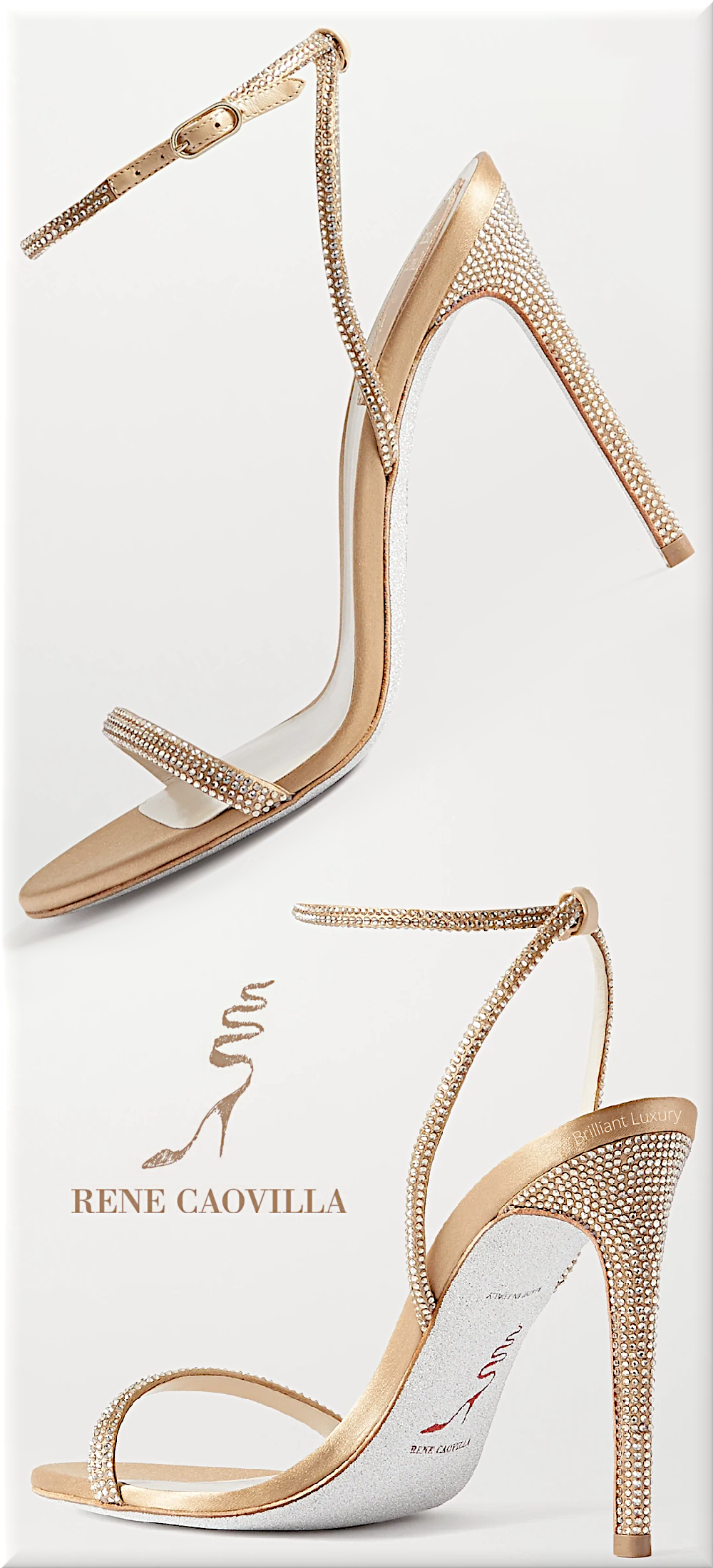 ♦Rene Caovilla crystal-embellished metallic gold leather satin sandals #renecaovilla #shoes #brilliantluxury ♦Rene Caovilla crystal-embellished metallic gold leather satin sandals #renecaovilla #shoes #brilliantluxury