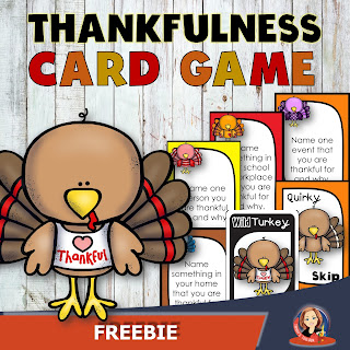 Thankfulness Card Game Activity for Thanksgiving