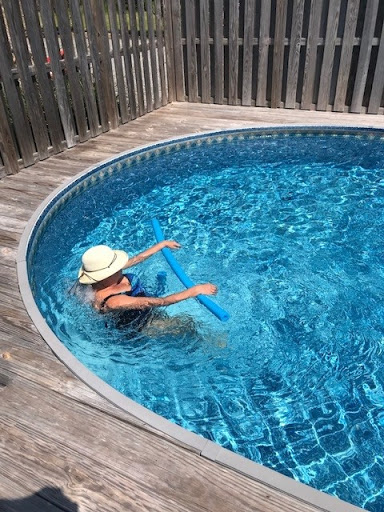 A refreshing dip after a hot cruise to Deltaville